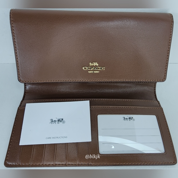 Coach Signature Smooth Leather And Coated Canvas Tri Fold Wallet NWOT *Brown* - Picture 7 of 15